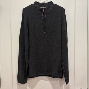 Zenfari Mens Charcoal Gray 100% Cotton Quarter Zip Textured Knit Sweater Size M